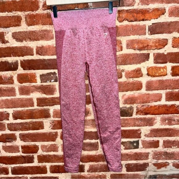 Gymshark Flex High Waisted Leggings Burgundy Marl Size Medium B1A2Q - Picture 6 of 7
